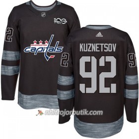Män Ishockey Washington Capitals Tröja Evgeny Kuznetsov 92 1917-2017 100th Anniversary Adidas Svart Authentic